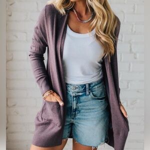 Elegant Women's Open Front Dusty Purple Cardigan NWOT